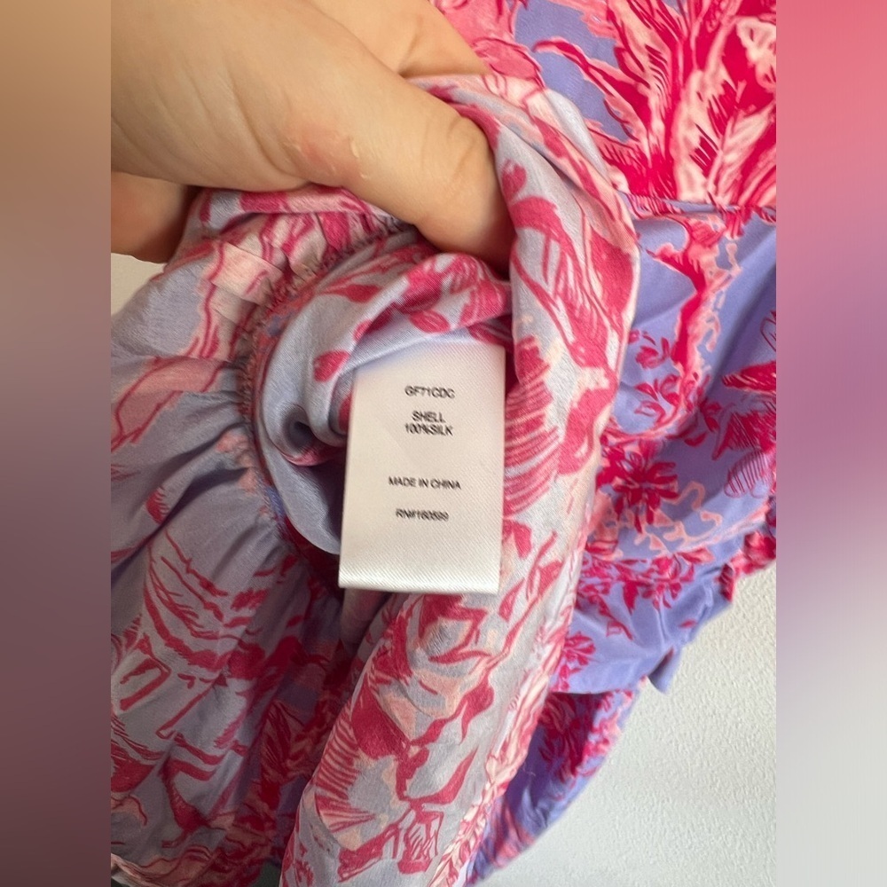Gilner Farrar Floral Purple Pink Silk Dress, size 6 - Picture 6 of 6